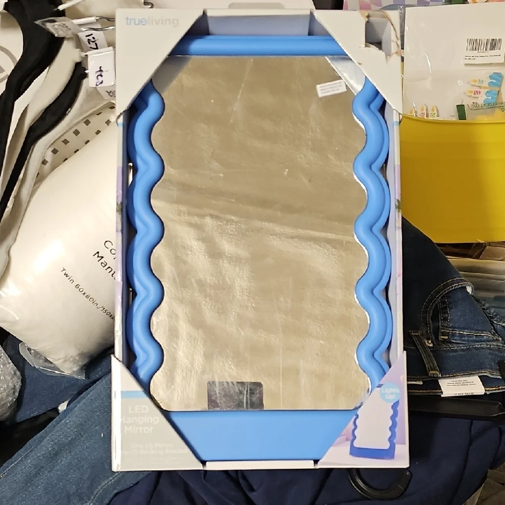 Nwt Blue LED Hanging Mirror